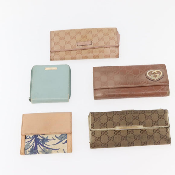 GUCCI GG Canvas Guccissima Wallet Leather 10 Set Beige Black Brown Auth CB238