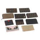 FENDI Zucca Canvas Wallet 10 Set Black Brown Auth CB239-1