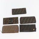FENDI Zucca Canvas Wallet 10 Set Black Brown Auth CB239-2