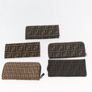 FENDI Zucca Canvas Wallet 10 Set Black Brown Auth CB239-3