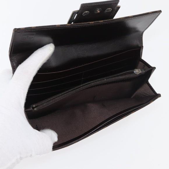 FENDI Zucca Canvas Wallet 10 Set Black Brown Auth CB239