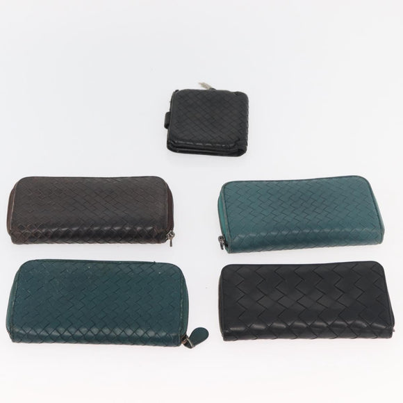 BOTTEGA VENETA INTRECCIATO Wallet Leather 10 Set Pink Green black Auth CB241