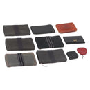 HERMES Wallet Canvas Leather 10 Set Black Gray Red Auth CB242-1