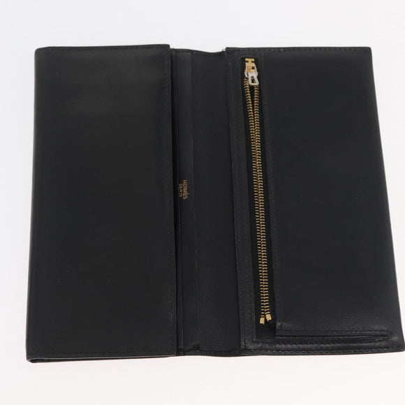 HERMES Wallet Canvas Leather 10 Set Black Gray Red Auth CB242