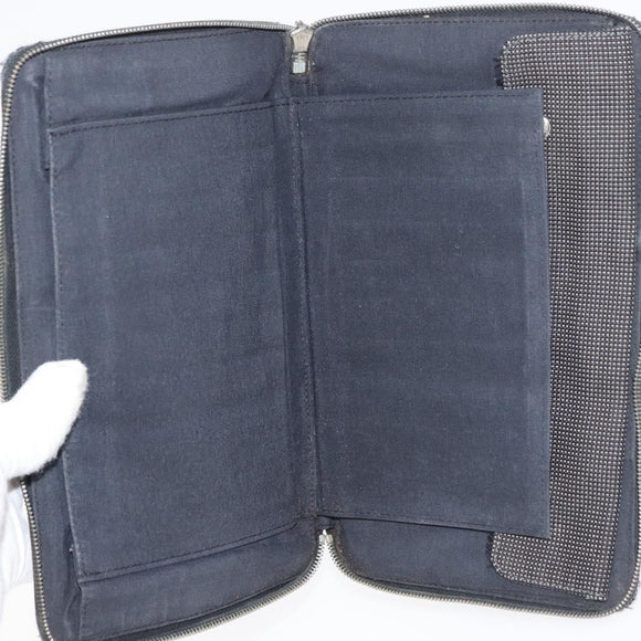 HERMES Wallet Canvas Leather 10 Set Black Gray Red Auth CB242