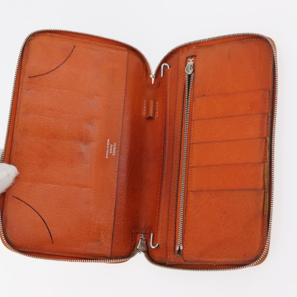 HERMES Wallet Canvas Leather 10 Set Black Gray Red Auth CB242
