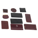 CARTIER Wallet Leather 10 Set Black Bordeaux Auth CB243-1