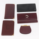 CARTIER Wallet Leather 10 Set Black Bordeaux Auth CB243-10