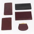 CARTIER Wallet Leather 10 Set Black Bordeaux Auth CB243-11
