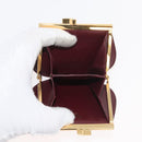 CARTIER Wallet Leather 10 Set Black Bordeaux Auth CB243-16