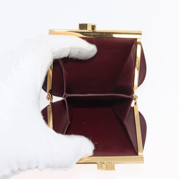 CARTIER Wallet Leather 10 Set Black Bordeaux Auth CB243