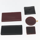 CARTIER Wallet Leather 10 Set Black Bordeaux Auth CB243-3