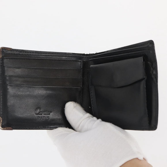 CARTIER Wallet Leather 10 Set Black Bordeaux Auth CB243