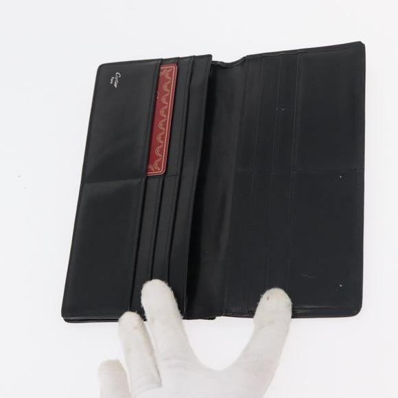 CARTIER Wallet Leather 10 Set Black Bordeaux Auth CB243