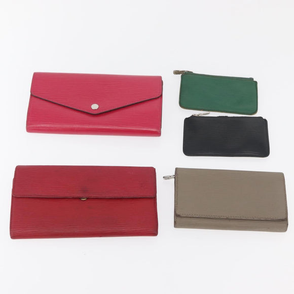 LOUIS VUITTON Epi Wallet 10 Set Black Red yellow LV Auth CB255