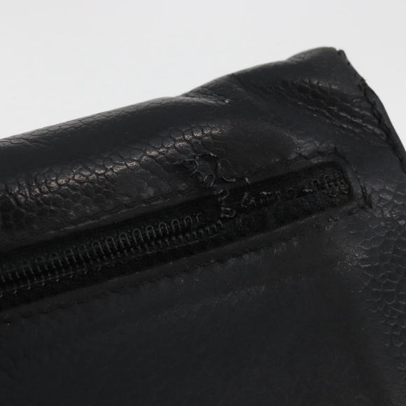 CHANEL Wallet Lamb Skin 10 Set Black White beige CC Auth CB256