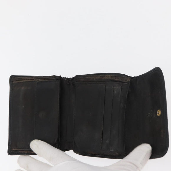 CHANEL Wallet Lamb Skin 10 Set Black White beige CC Auth CB256