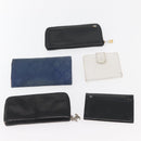 CHANEL Wallet Lamb Skin 10 Set Black White beige CC Auth CB256-3