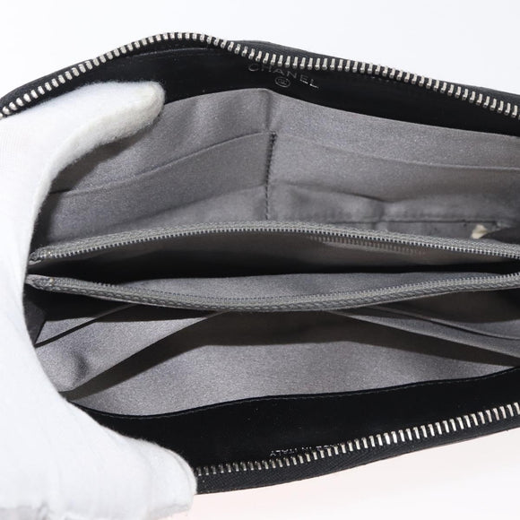 CHANEL Wallet Lamb Skin 10 Set Black White beige CC Auth CB256