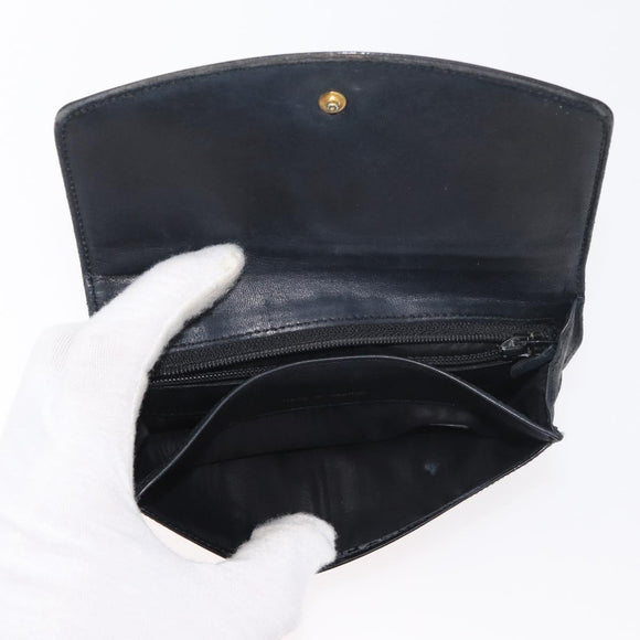 CHANEL Wallet Lamb Skin 10 Set Black White beige CC Auth CB256