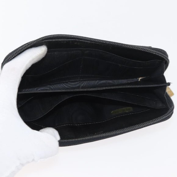 CHANEL Wallet Lamb Skin 10 Set Black White beige CC Auth CB256