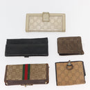GUCCI GG Canvas Guccissima Wallet Leather 10 Set Beige Black Brown Auth CB257-10
