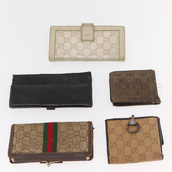 GUCCI GG Canvas Guccissima Wallet Leather 10 Set Beige Black Brown Auth CB257