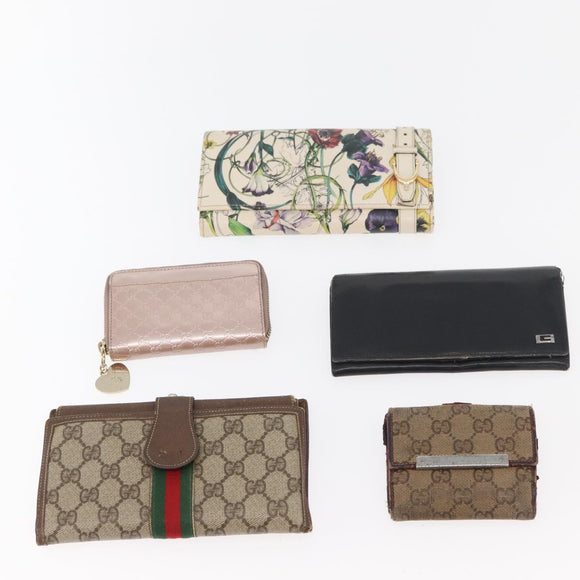 GUCCI GG Canvas Guccissima Wallet Leather 10 Set Beige Black Brown Auth CB257