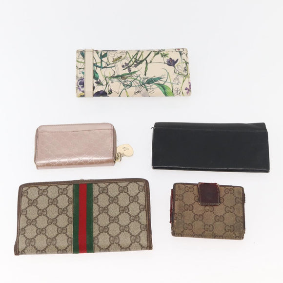 GUCCI GG Canvas Guccissima Wallet Leather 10 Set Beige Black Brown Auth CB257
