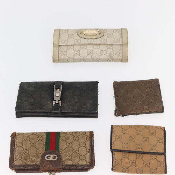 GUCCI GG Canvas Guccissima Wallet Leather 10 Set Beige Black Brown Auth CB257