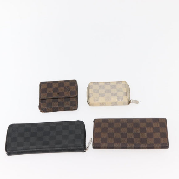 LOUIS VUITTON Damier Ebene Graphite Damier Azur Long Wallet 10 Set LV Auth CB263