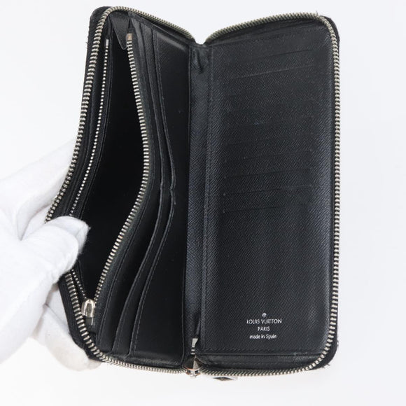 LOUIS VUITTON Damier Ebene Graphite Damier Azur Long Wallet 10 Set LV Auth CB263