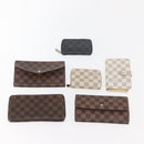 LOUIS VUITTON Damier Ebene Graphite Damier Azur Long Wallet 10 Set LV Auth CB263-2