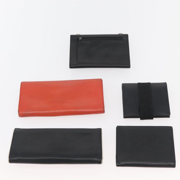 Salvatore Ferragamo Wallet Leather 10 Set Black Orange Auth CB265
