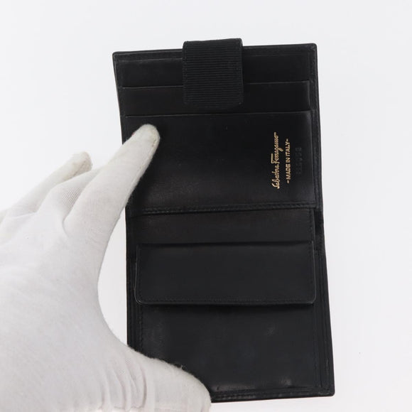 Salvatore Ferragamo Wallet Leather 10 Set Black Orange Auth CB265