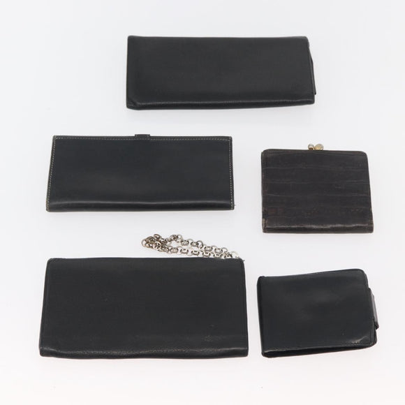 Salvatore Ferragamo Wallet Leather 10 Set Black Orange Auth CB265