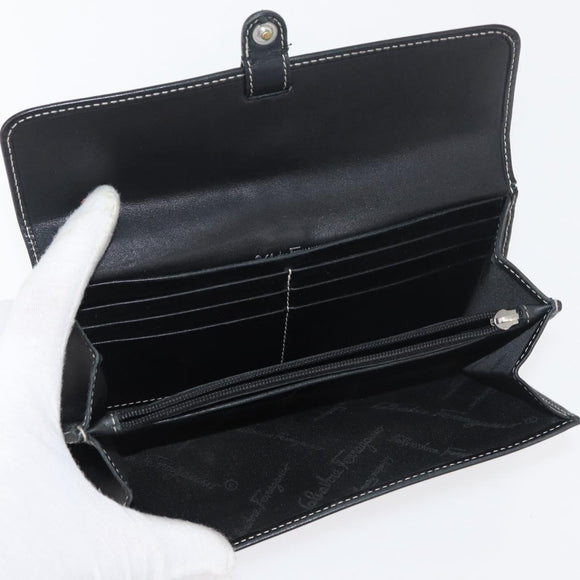 Salvatore Ferragamo Wallet Leather 10 Set Black Orange Auth CB265