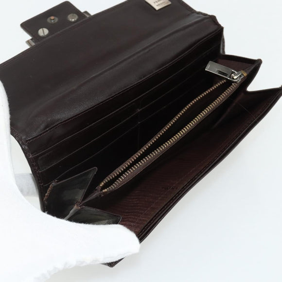 FENDI Zucca Canvas Wallet 10 Set Black Brown Auth CB266