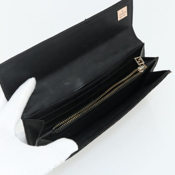 FENDI Zucca Canvas Wallet 10 Set Black Brown Auth CB266