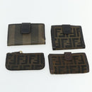FENDI Zucca Canvas Wallet 10 Set Black Brown Auth CB266-12