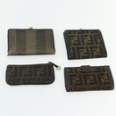FENDI Zucca Canvas Wallet 10 Set Black Brown Auth CB266-13