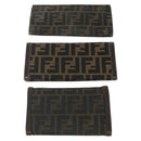 FENDI Zucca Canvas Wallet 10 Set Black Brown Auth CB266-3