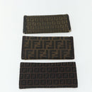 FENDI Zucca Canvas Wallet 10 Set Black Brown Auth CB266-8