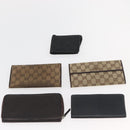 GUCCI GG Canvas Wallet 10 Set Beige Black Brown Auth CB267-10