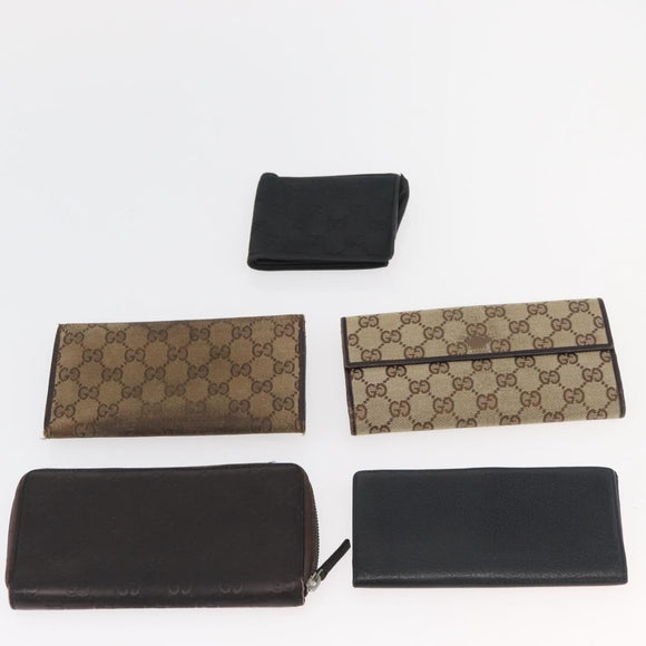 GUCCI GG Canvas Wallet 10 Set Beige Black Brown Auth CB267