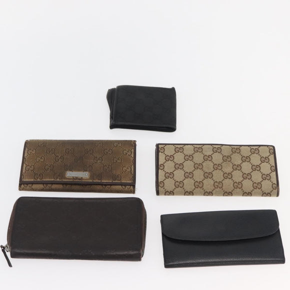 GUCCI GG Canvas Wallet 10 Set Beige Black Brown Auth CB267
