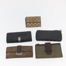 GUCCI GG Canvas Guccissima Wallet Leather 10 Set Beige Black Brown Auth CB268-2