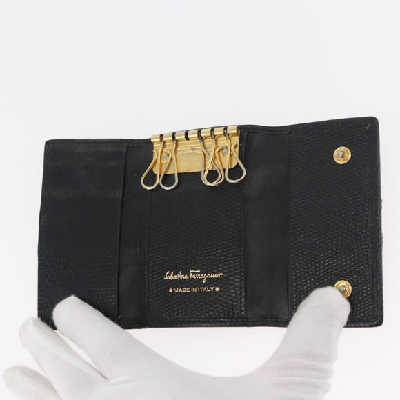Salvatore Ferragamo Key Case Leather 10 Set Black Red Brown Auth CB271