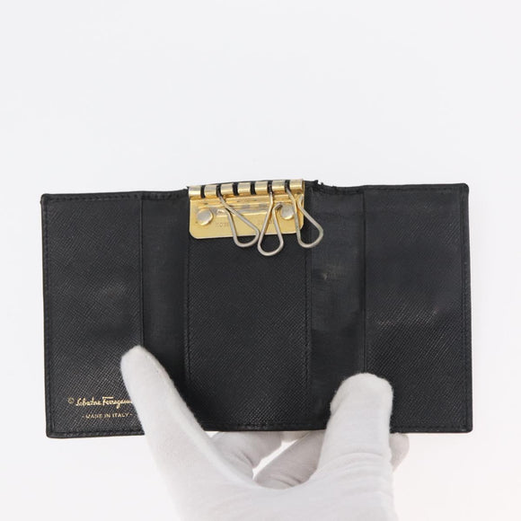 Salvatore Ferragamo Key Case Leather 10 Set Black Red Brown Auth CB271