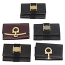 Salvatore Ferragamo Key Case Leather 10 Set Black Red Brown Auth CB271-2